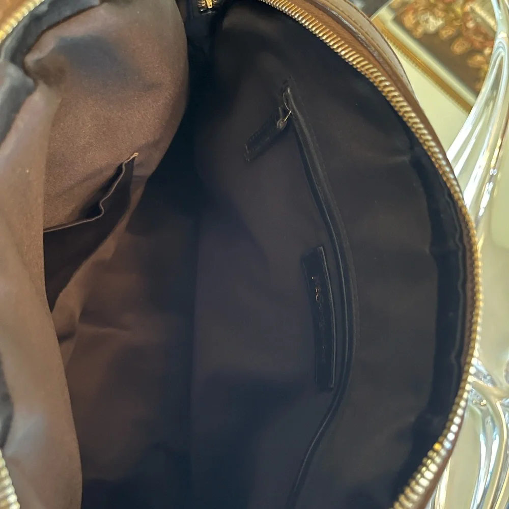 Saint Laurent Taupe Leather Dome Satchel with Gold Hardware - Picture 6 of 8